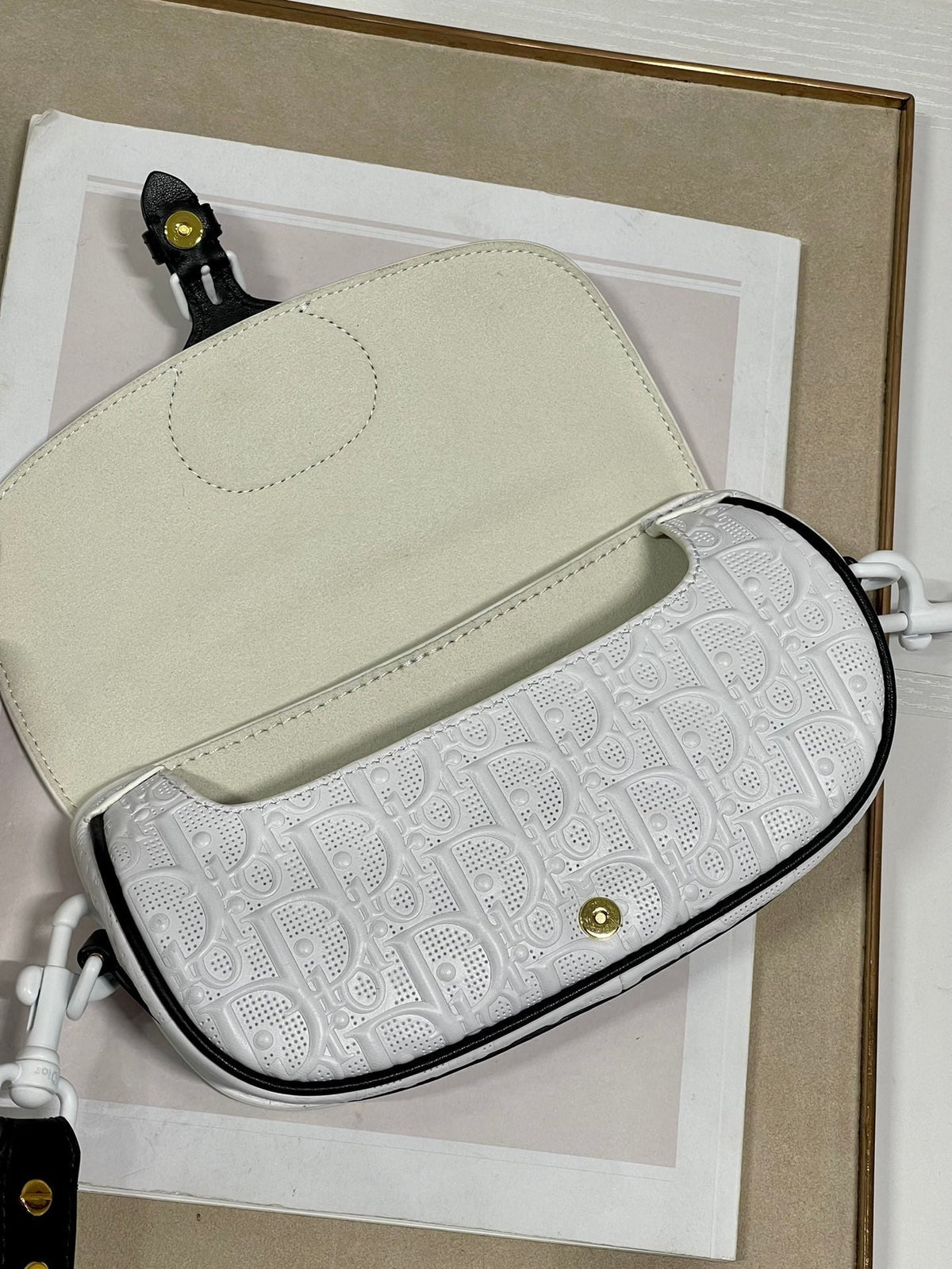 DIOR BOBBY EAST-WEST 21 BAG IN WHITE LAMBSKIN