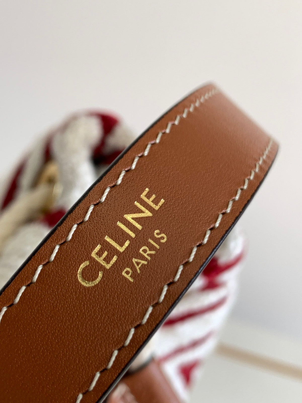 CELINE TRIPHOME 19 EMBROIDERED FABRIC WHITE RED
