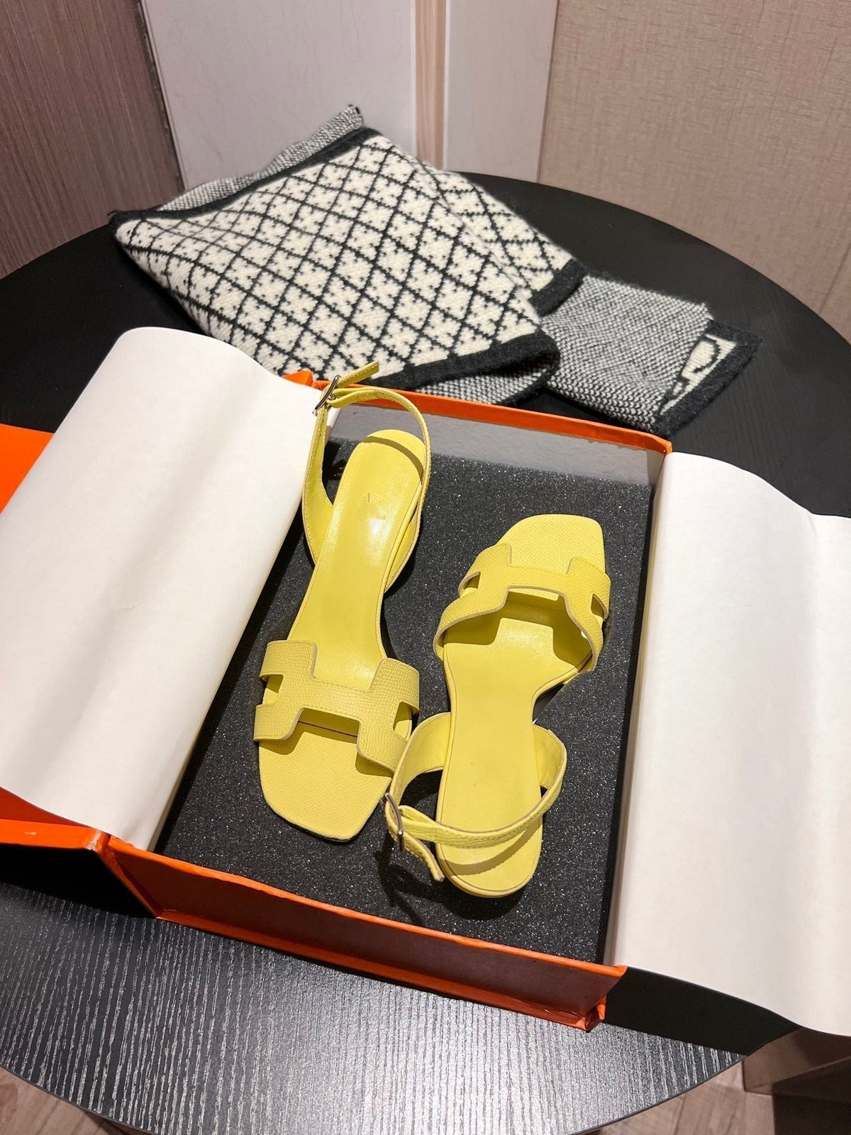 HERMES Slingback Sandal Eternite 95 Lemon