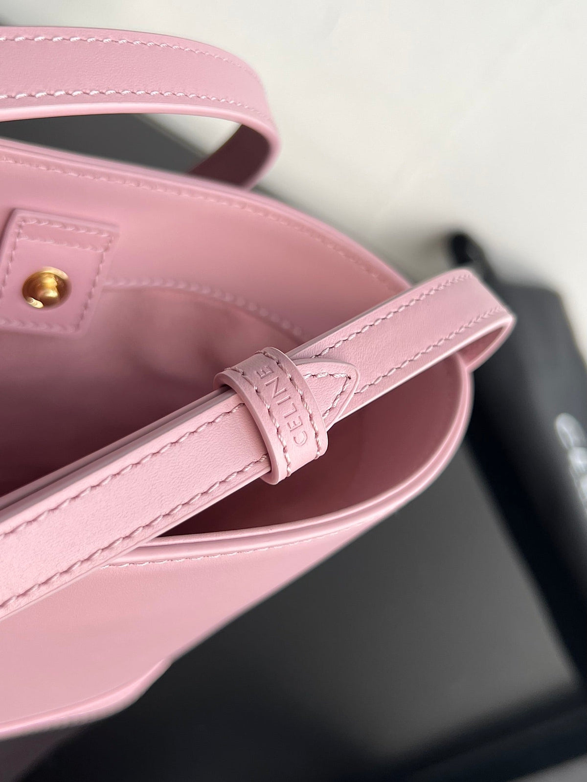 CELINE CUIR TRIPHOME 19 PINK PASTEL SMOOTH CALFSKIN BUCKET BAG