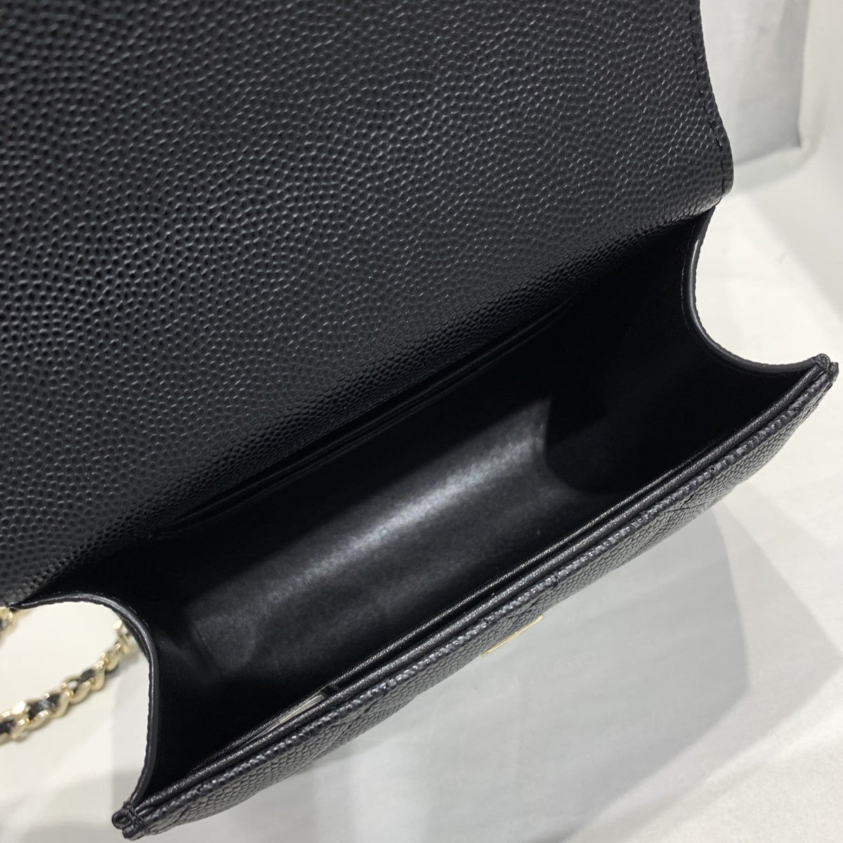 CHANEL 23P Flap Bag 15cm Black Caviar Gold Hardware
