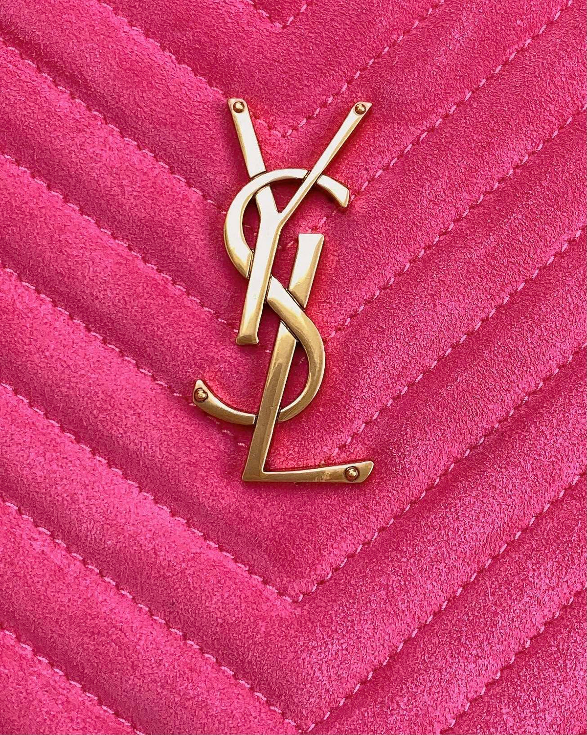 LOU CAMERA BAG 23 IN BRIGHT PINK SUEDE AND CALFSKIN TRIM
