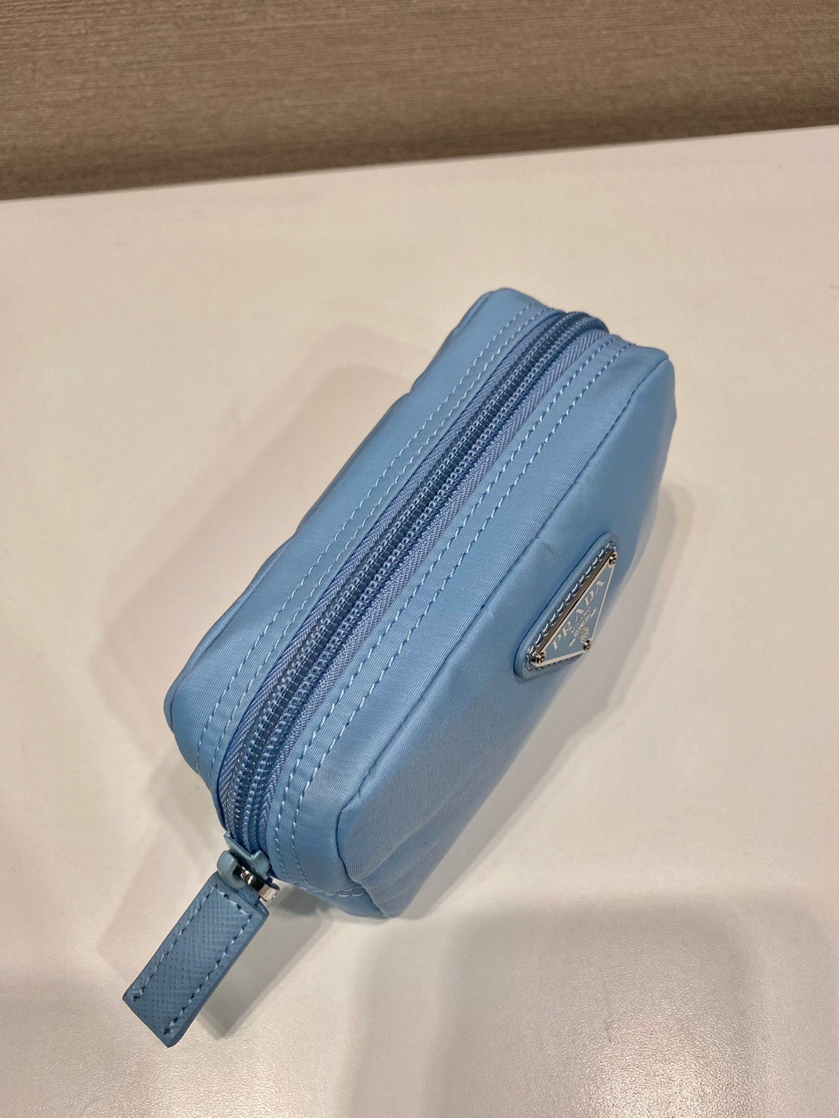 PRADA CLUTCH 12 IN CERULEAN BLUE RE-NYLON