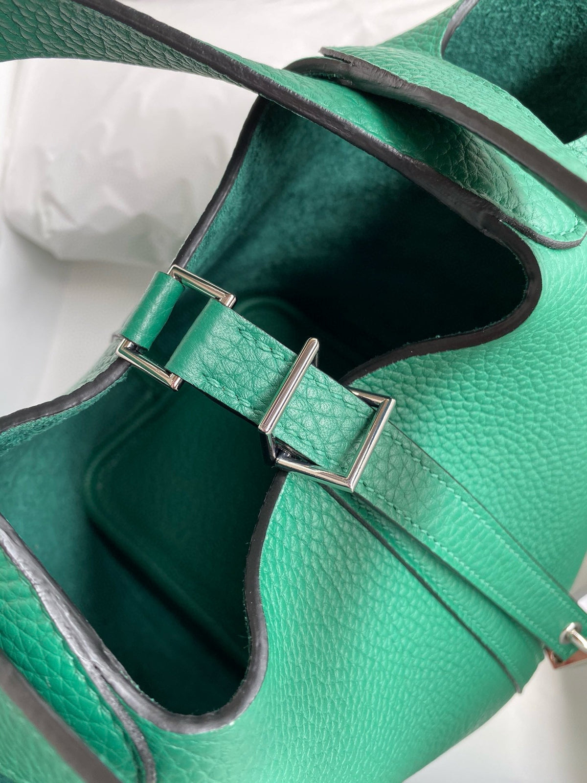 HERMES PICOTIN LOCK 18 EMERALD TOGO SILVER HARDWARE