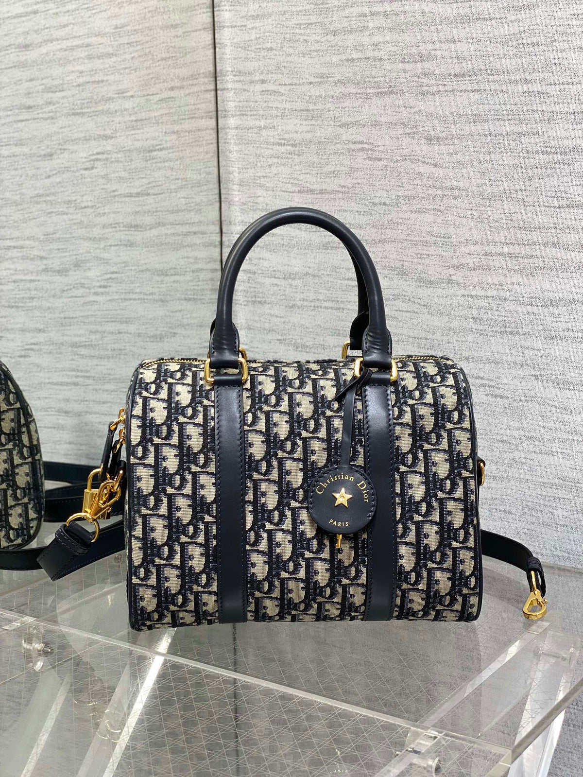 DIOR GROOVE 25 BAG IN BLACK MIX BEIGE OBLIQUE MONOGRAM JACQUARD