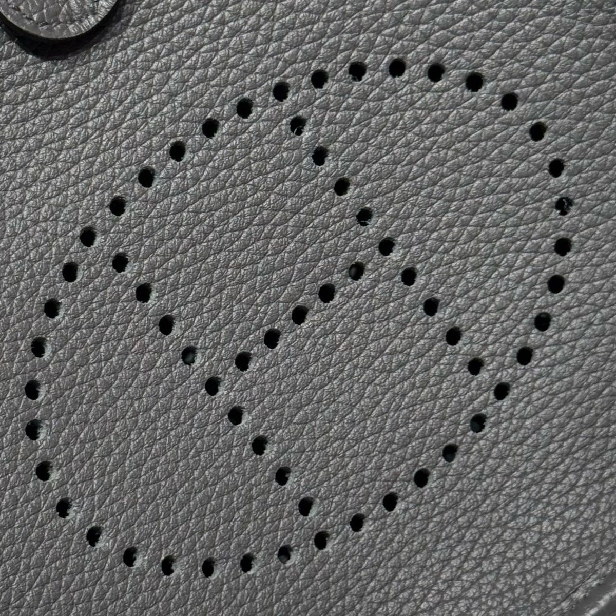 HERMES 25S MINI EVELYNE 18 IN CHARCOAL GRAY PATTERNED STRAP CALFSKIN SILVER HARDWARE