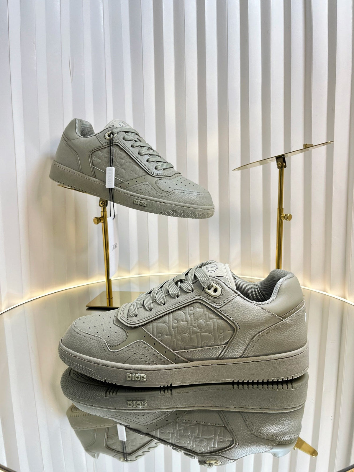 DIOR B27 LOW-TOP SNEAKER TROUT GRAY SMOOTH CALFSKIN