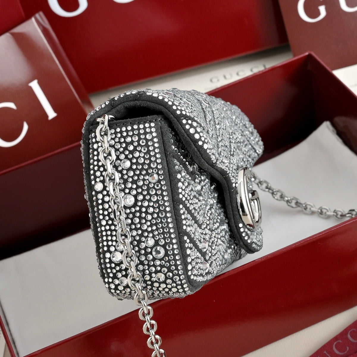 Gucci GG Marmont Crystal Mini Shoulder Bag-841290