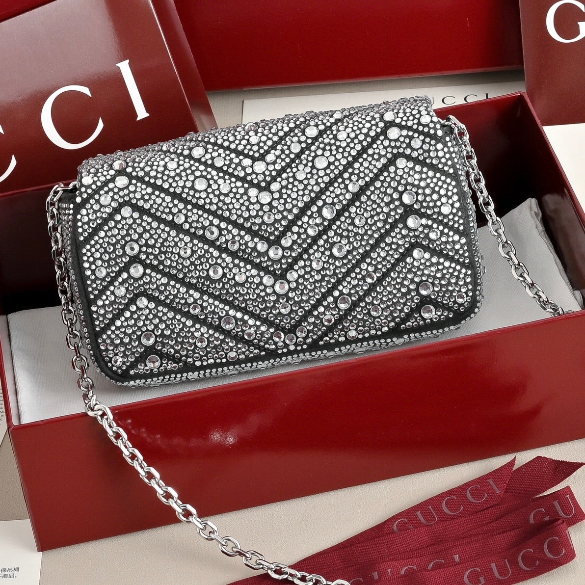 Gucci GG Marmont Crystal Mini Shoulder Bag-841290