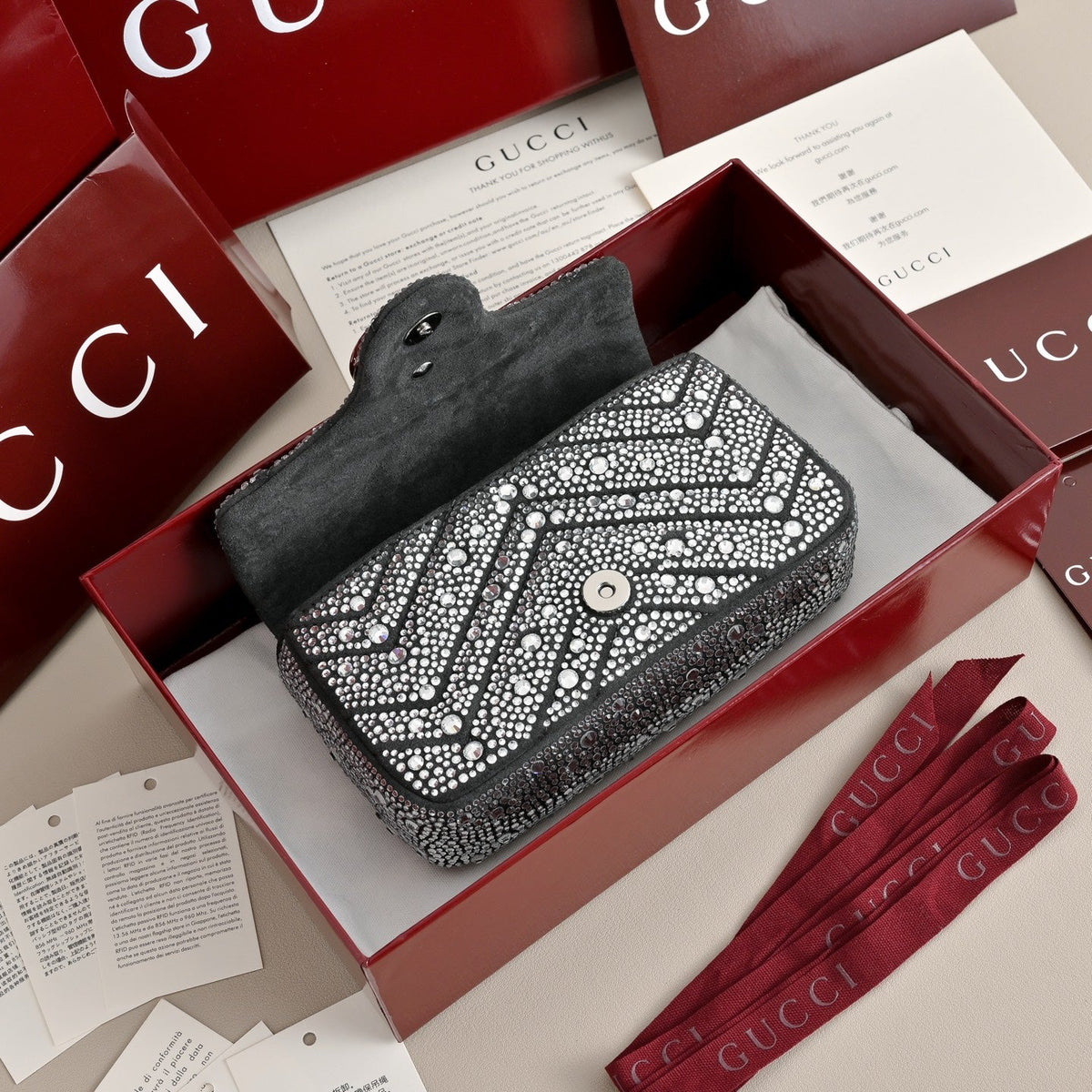 Gucci GG Marmont Crystal Mini Shoulder Bag-841290
